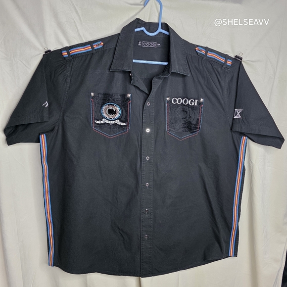 COOGI Other - Coogi Premium Colors Embroidered Button Up Short Sleeve Shirt Men Size 3XL